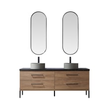 Trento 72" Free Standing Double Basin Vanity Set with Cabinet, Sintered Stone Vanity Top, and Framed Mirrors