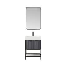Marcilla 24" Free Standing Single Basin Vanity Set with Cabinet, Stone Composite Vanity Top, and Framed Mirror
