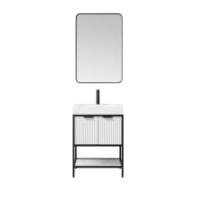 Marcilla 24" Free Standing Single Basin Vanity Set with Cabinet, Stone Composite Vanity Top, and Framed Mirror