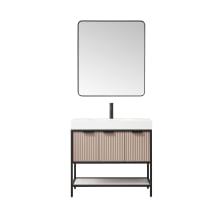 Marcilla 36" Free Standing Single Basin Vanity Set with Cabinet, Stone Composite Vanity Top, and Framed Mirror