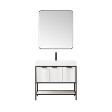Marcilla 36" Free Standing Single Basin Vanity Set with Cabinet, Stone Composite Vanity Top, and Framed Mirror
