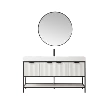 Marcilla 60" Free Standing Single Basin Vanity Set with Cabinet, Stone Composite Vanity Top, and Framed Mirror
