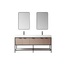 Marcilla 72" Free Standing Double Basin Vanity Set with Cabinet, Stone Composite Vanity Top, and Framed Mirrors