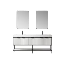 Marcilla 72" Free Standing Double Basin Vanity Set with Cabinet, Stone Composite Vanity Top, and Framed Mirrors