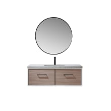 Caparroso 48" Wall Mounted Single Basin Vanity Set with Cabinet, Sintered Stone Vanity Top, and Framed Mirror