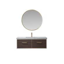 Caparroso 48" Wall Mounted Single Basin Vanity Set with Cabinet, Sintered Stone Vanity Top, and Framed Mirror