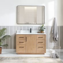 San 48" Free Standing Single Basin Vanity Set with Cabinet, Composite Stone Vanity Top and Mirror