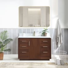 San 48" Free Standing Single Basin Vanity Set with Cabinet, Composite Stone Vanity Top and Mirror