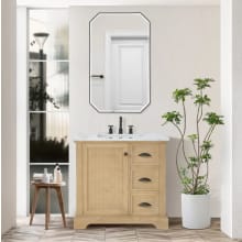 Hervas 36" Free Standing Single Basin Vanity Set with Cabinet, Marble Vanity Top, and Framed Mirror