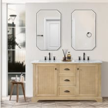 Hervas 60" Free Standing Double Basin Vanity Set with Cabinet, Marble Vanity Top, and Framed Mirrors