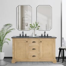 Hervas 60" Free Standing Double Basin Vanity Set with Cabinet, Marble Vanity Top, and Framed Mirrors