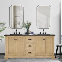 Hervas 72" Free Standing Double Basin Vanity Set with Cabinet, Marble Vanity Top, and Framed Mirrors