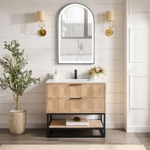 Milagro 36" Free Standing Single Basin Vanity Set with Cabinet, Quartz Vanity Top and Mirror