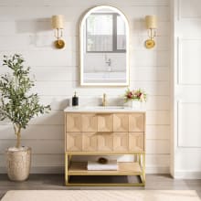 Milagro 36" Free Standing Single Basin Vanity Set with Cabinet, Quartz Vanity Top and Mirror