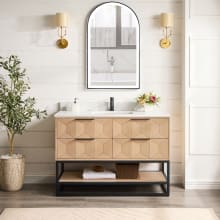 Milagro 48" Free Standing Single Basin Vanity Set with Cabinet, Quartz Vanity Top and Mirror