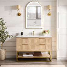 Milagro 48" Free Standing Single Basin Vanity Set with Cabinet, Quartz Vanity Top and Mirror