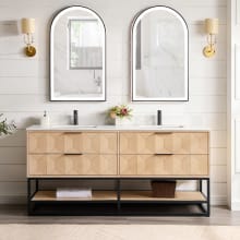 Milagro 72" Free Standing Double Basin Vanity Set with Cabinet, Quartz Vanity Top and Mirror
