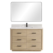 Porto 48" Free Standing Single Basin Vanity Set with Cabinet, Quartz Vanity Top, and Framed Mirror