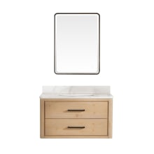 Cristo 36" Wall Mounted Single Basin Vanity Set with Cabinet, Quartz Vanity Top, and Framed Mirror