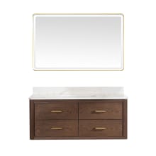 Cristo 48" Wall Mounted Single Basin Vanity Set with Cabinet, Quartz Vanity Top, and Framed Mirror