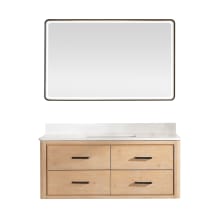 Cristo 48" Wall Mounted Single Basin Vanity Set with Cabinet, Quartz Vanity Top, and Framed Mirror