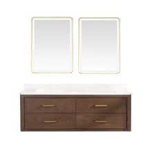 Cristo 60" Wall Mounted Double Basin Vanity Set with Cabinet, Quartz Vanity Top, and Framed Mirrors
