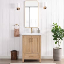 Gela 24" Free Standing Single Basin Vanity Set with Cabinet, Ceramic Vanity Top, and Framed Mirror