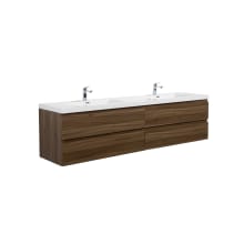 Aurora 84" Wall Mounted Double Basin Vanity Set with Cabinet and Acrylic Vanity Top