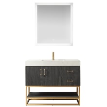 Alistair 42" Free Standing Single Basin Vanity Set with Cabinet, Composite Stone Vanity Top and Mirror