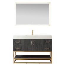 Alistair 48" Free Standing Single Basin Vanity Set with Cabinet, Composite Stone Vanity Top and Mirror