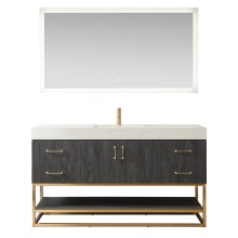 Alistair 60" Free Standing Single Basin Vanity Set with Cabinet, Composite Stone Vanity Top and Mirror