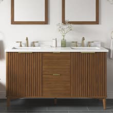 Indy 60" Free Standing Double Basin Vanity Set with Cabinet and Cultured Marble Vanity Top