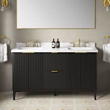 Indy 60" Free Standing Double Basin Vanity Set with Cabinet and Cultured Marble Vanity Top