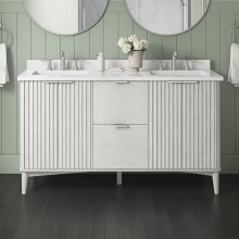 Indy 60" Free Standing Double Basin Vanity Set with Cabinet and Cultured Marble Vanity Top