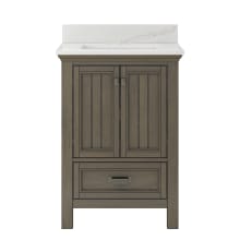 Brantley 25" Free Standing Vanity Set with Cabinet and Calacatta Bianco Quartz Vanity Top