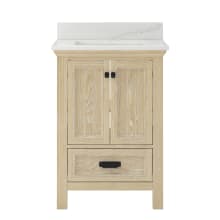 Brantley 25" Free Standing Vanity Set with Cabinet and Calacatta Bianco Quartz Vanity Top