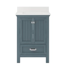 Brantley 25" Free Standing Vanity Set with Cabinet and Snow White Quartz Vanity Top