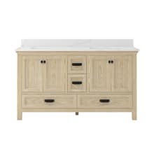 Brantley 61" Free Standing Vanity Set with Cabinet and Calacatta Bianco Quartz Vanity Top