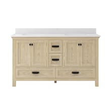 Brantley 61" Free Standing Vanity Set with Cabinet and Carrara Vita Quartz Vanity Top