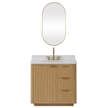 Cádiz 36" Free Standing Single Basin Vanity Set with Cabinet, Composite Stone Vanity Top and Mirror