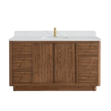 Cairo 60" Free Standing Single Basin Vanity Set with Cabinet and Quartz Vanity Top