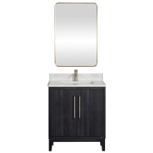 Gara 30" Free Standing Single Basin Vanity Set with Cabinet, Composite Stone Vanity Top and Mirror