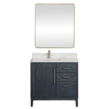 Gara 36" Free Standing Single Basin Vanity Set with Cabinet, Composite Stone Vanity Top and Mirror