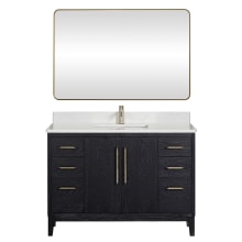 Gara 48" Free Standing Single Basin Vanity Set with Cabinet, Composite Stone Vanity Top and Mirror