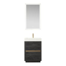 Huesca 24" Free Standing Single Basin Vanity Set with Cabinet, Composite Stone Vanity Top and Mirror