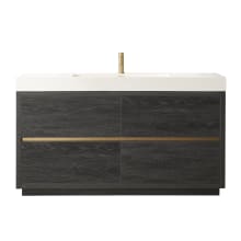 Huesca 60" Free Standing Single Basin Vanity Set with Cabinet and Composite Stone Vanity Top - No Mirror