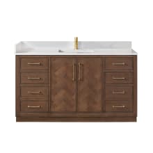 Jakarta 60" Free Standing Single Basin Vanity Set with Cabinet and Quartz Vanity Top