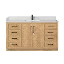 Jakarta 60" Free Standing Single Basin Vanity Set with Cabinet and Quartz Vanity Top