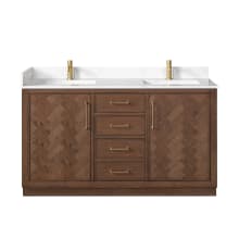 Jakarta 60" Free Standing Double Basin Vanity Set with Cabinet and Quartz Vanity Top