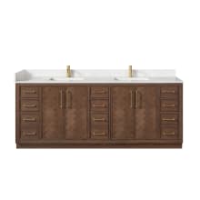 Jakarta 84" Free Standing Double Basin Vanity Set with Cabinet and Quartz Vanity Top